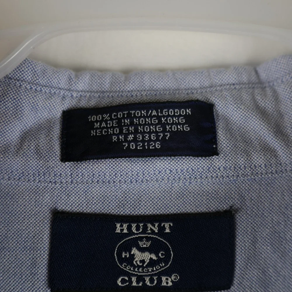 Hunt Club Shirt Mens Large Blue Button Down Short Sleeve Oxford‎ Pocket Casual